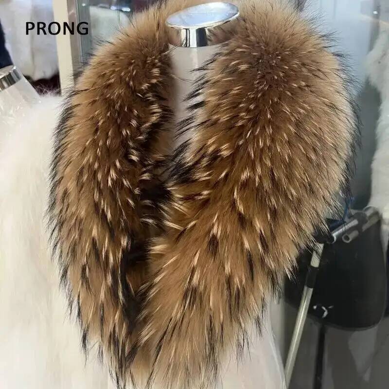 Winter Clothing Pk - 天然アライグマの毛皮の襟,女性用,本物の毛皮のスカーフ,豪華なネックウォーマー,毛皮のショール,ラップスカーフ,男性用コート,ジャケット,毛皮の襟,冬
