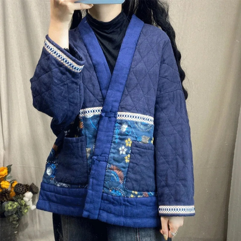 Winter Clothing Youtube - 綿パッド入りスタイルの服の女性の冬コート唐スーツヴィンテージ厚く暖かい漢服生き抜く女性中国トップス 11734 NM33