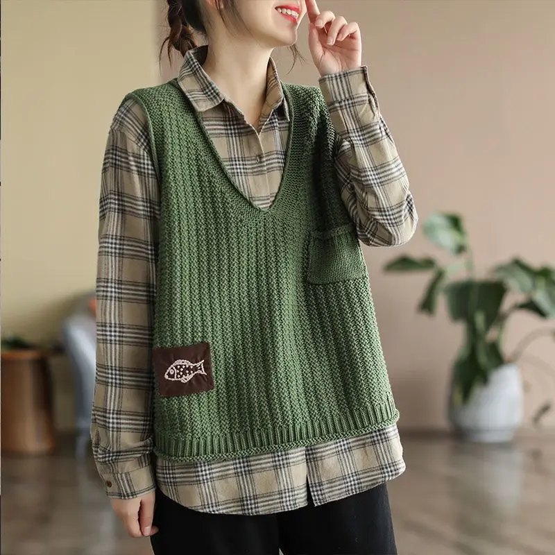 Winter Clothing Offer - 女性用セーター 無地 クロップド丈 ベスト ショート丈 プルオーバー