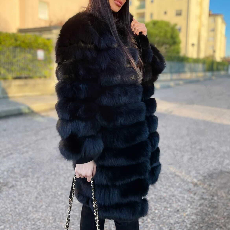 Winter Clothing Offer - 女性のためのキツネの毛皮のコート,長袖,冬のファッション,天然の毛皮のジャケット,卸売,2022