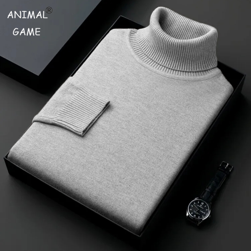 Winter Clothing Trends - スウェットメンズ抗ピリング高品質ニットタートルネックセータースリムフィット長袖プルオーバー無地トレンド男性服