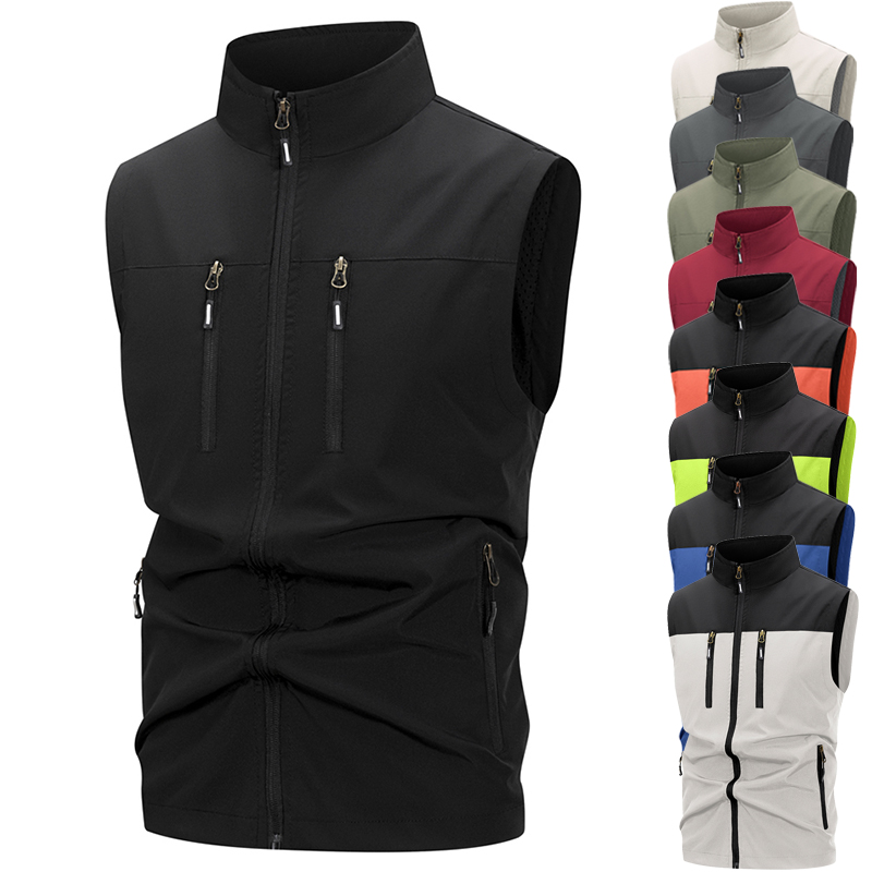Winter Clothing Pk - メンズ軽量ソフトシェルベスト ジッパーポケット付き 防風 ノースリーブジャケット ハイキング ゴルフ