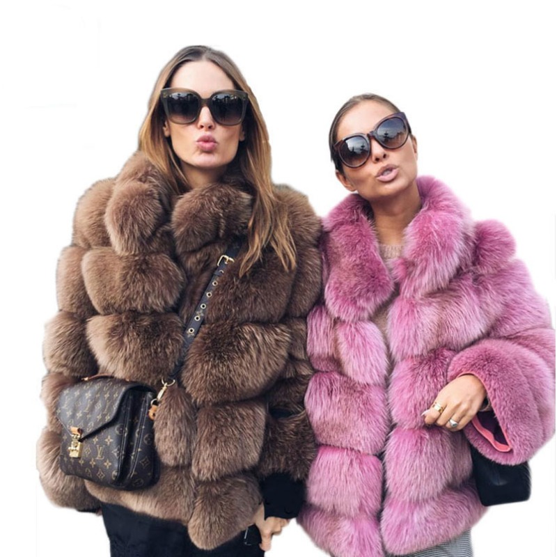 Winter Clothing Manufacturers - 毛皮婦人服 欧米メーカー卸売 新作イミテーションフォックスファー ジャケット 薄手スタンドネックファー婦人服 即納