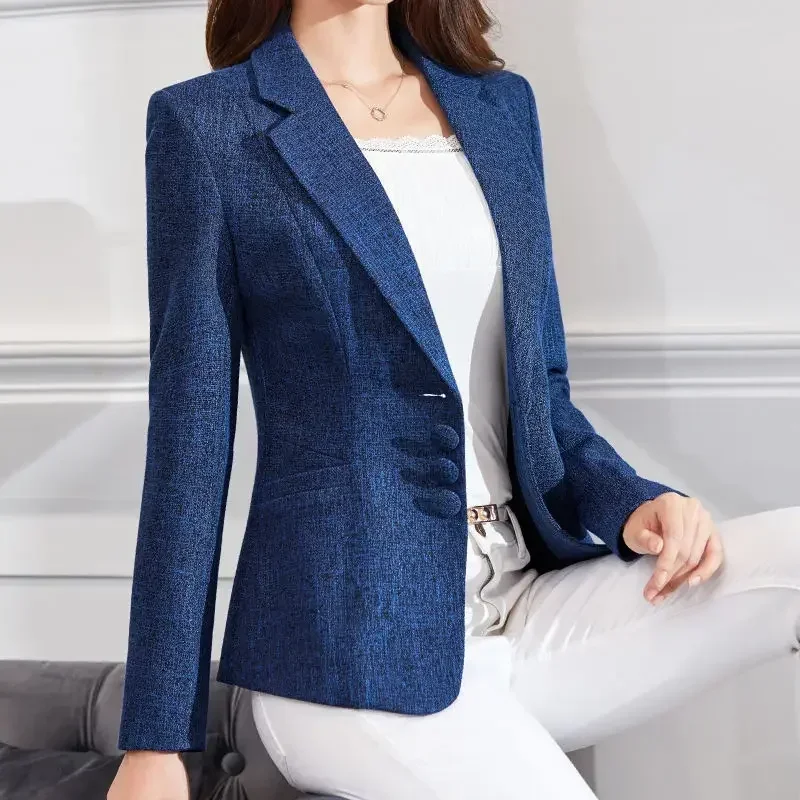 Winter Clothing Work - ファッション女性ブレザージャケット仕事 2025 オフィスレディスーツスリムシングルブレストビジネス女性ブレザーコートフォーマル Veste ファム