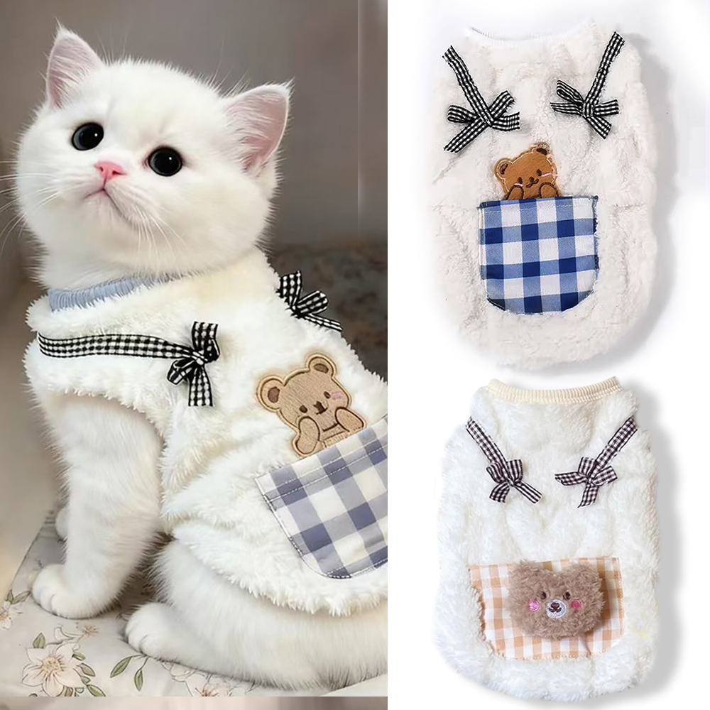 Winter Clothing For Dogs - かわいい猫犬服冬用ぬいぐるみベストソフトフリース子猫ジャケット暖かい子犬コート小型犬猫用アパレル