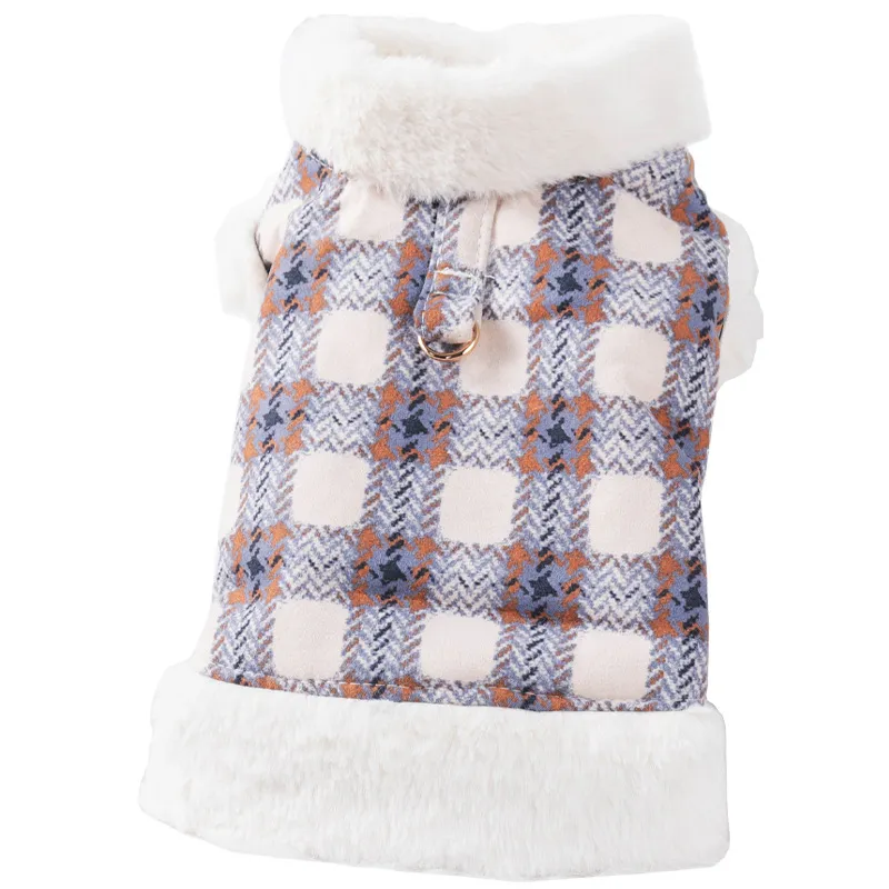 Winter Clothing For Dogs - 犬の秋と冬のコート暖かい服スエード厚いぬいぐるみは牽引服に接続できますテディ猫ペット服