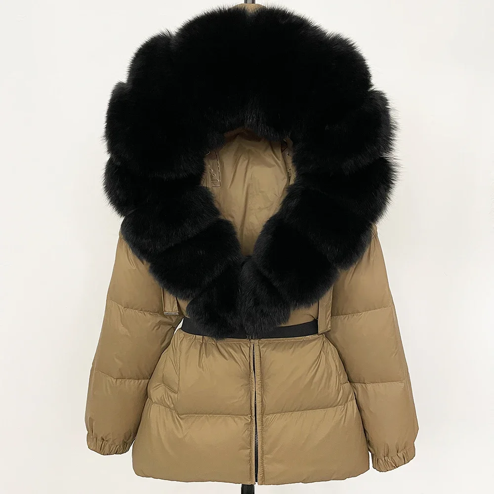 Winter Clothing For Dogs - OFTBUYリアルファーコート冬服パファージャケット女性用フォックスファーフード付き暖かい90%ホワイトダックダウンコート女性用パーカー防水