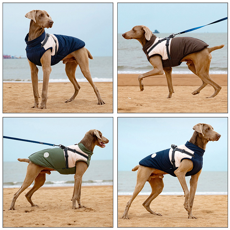 内蔵ハーネス付き暖かい犬用ベスト 防水反射犬用コート 調節可 - Winter Clothing For Dogs のレビューと価格