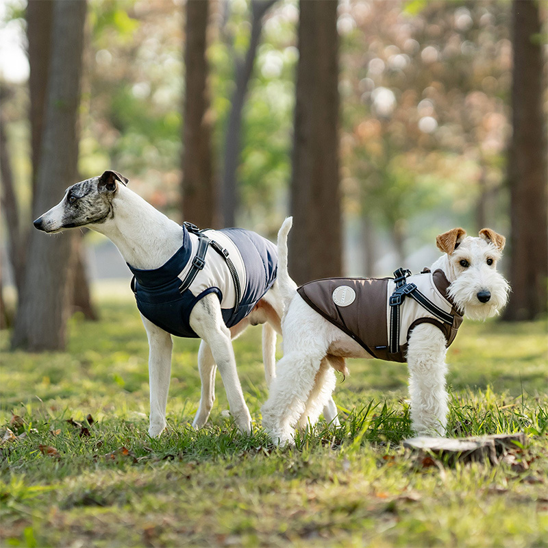 内蔵ハーネス付き暖かい犬用ベスト 防水反射犬用コート 調節可 - Winter Clothing For Dogs のレビューと価格