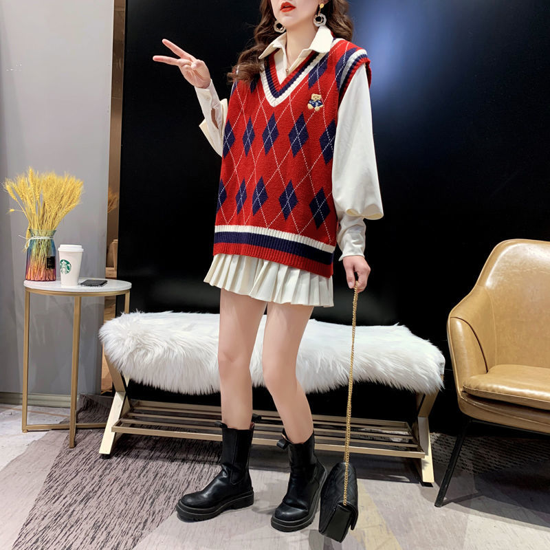レッドニットベスト女性用ノースリーブチョッキ冬2025美的旅 - Winter Clothing Offer のレビューと価格