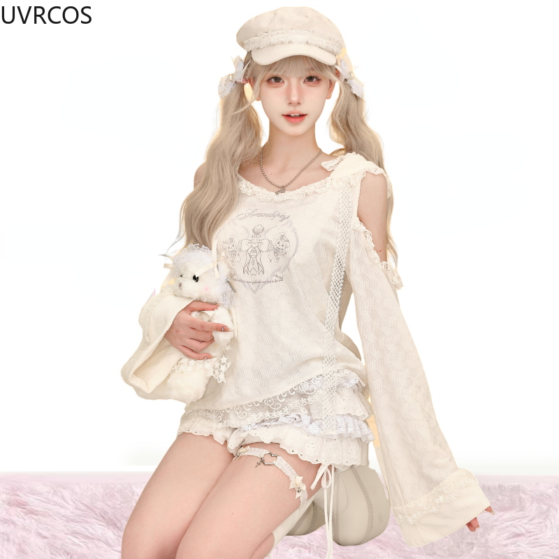 女性のためのロリータスタイルのスカートセット,裸の肩,フード - Winter Clothing Gear のレビューと価格