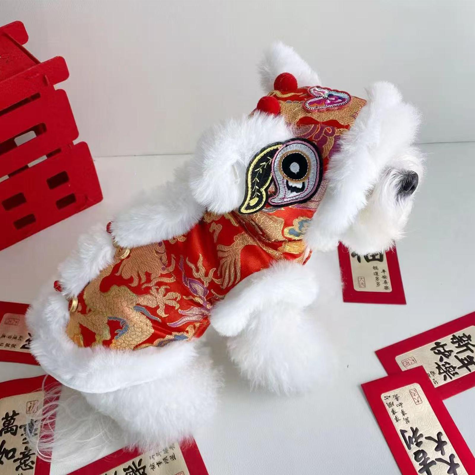 ライオンダンス猫コスチューム冬用子犬服子猫ドレスアップ服お祝 - Winter Clothing Dress Up のレビューと価格