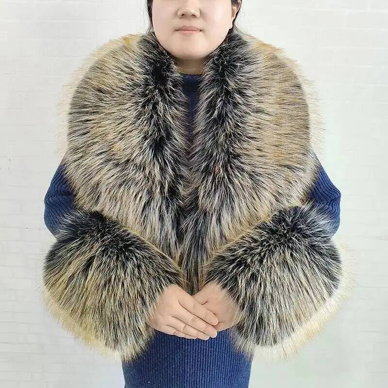 大きな女性用フェイクフォックスファースカーフ、冬用ジャケット - Winter Clothing Pk のレビューと価格