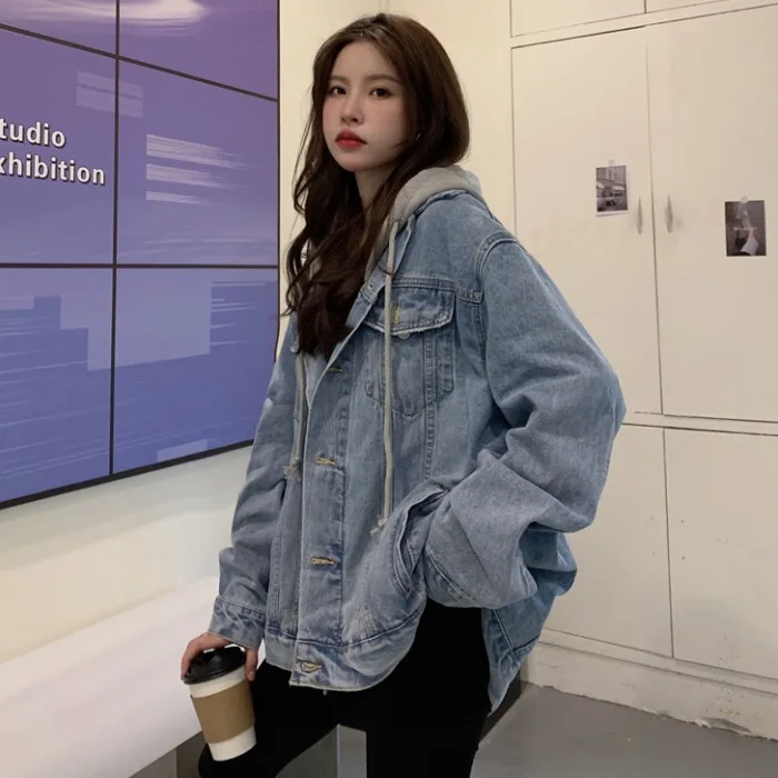 女性用ヴィンテージデニムフード付きジャケット,ルーズフィット - Winter Clothing Pk のレビューと価格