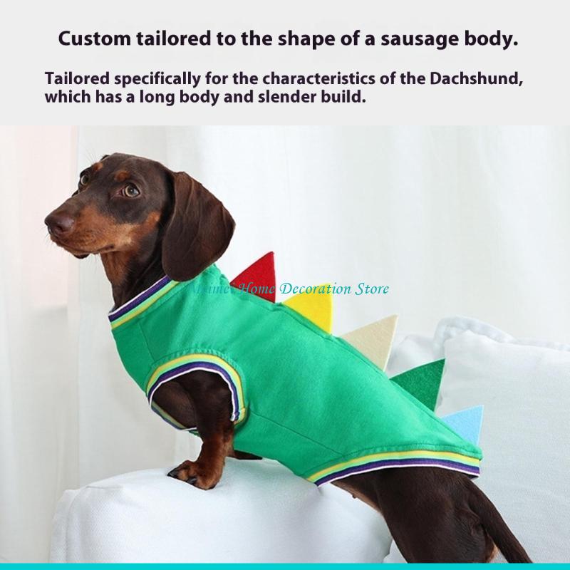 H7BF ダックスフント恐竜テーマコスチュームベスト 2 脚 - Winter Clothing For Dogs のレビューと価格