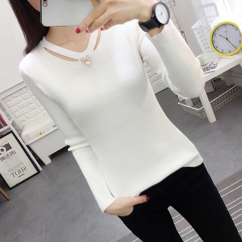 V ネックニットスリムシンプルエレガントセーター秋冬長袖固体 - Winter Clothing Trends のレビューと価格