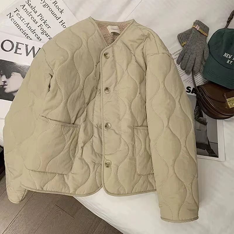 秋冬キルティングジャケットボタンフリースコットンコート女性服 - Winter Clothing Trends のレビューと価格