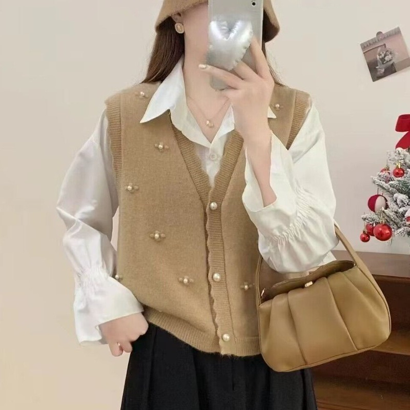 ピンクのニットベスト レディース カジュアル Y2Kファッシ - Winter Clothing Offer のレビューと価格