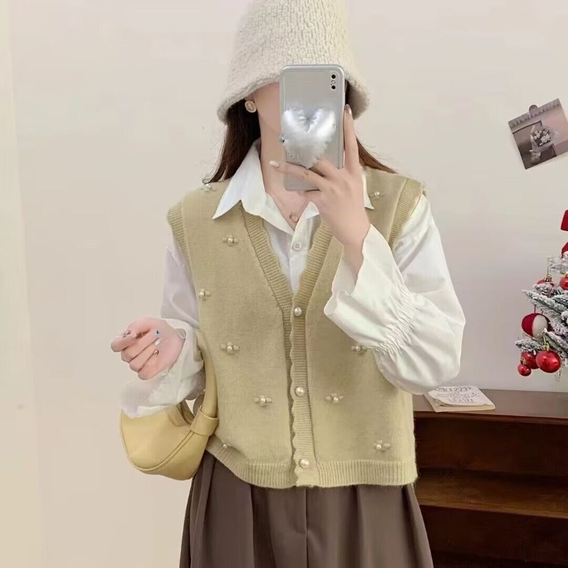 ピンクのニットベスト レディース カジュアル Y2Kファッシ - Winter Clothing Offer のレビューと価格