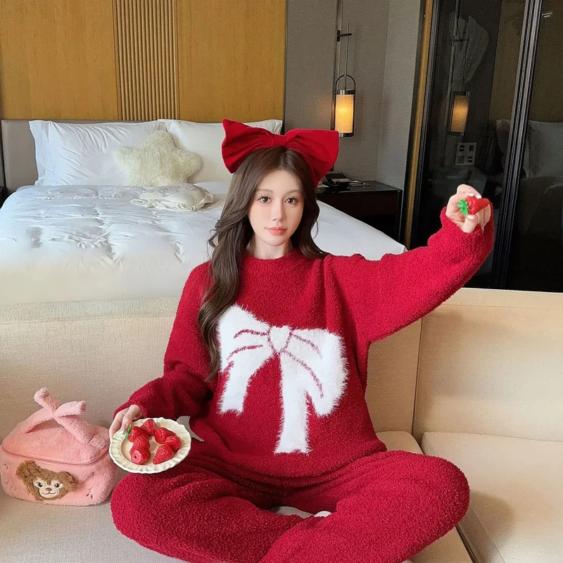 漫画ちょう結びクリスマスパジャマ長袖トップパンツ秋フリースホ - Winter Clothing Youtube のレビューと価格