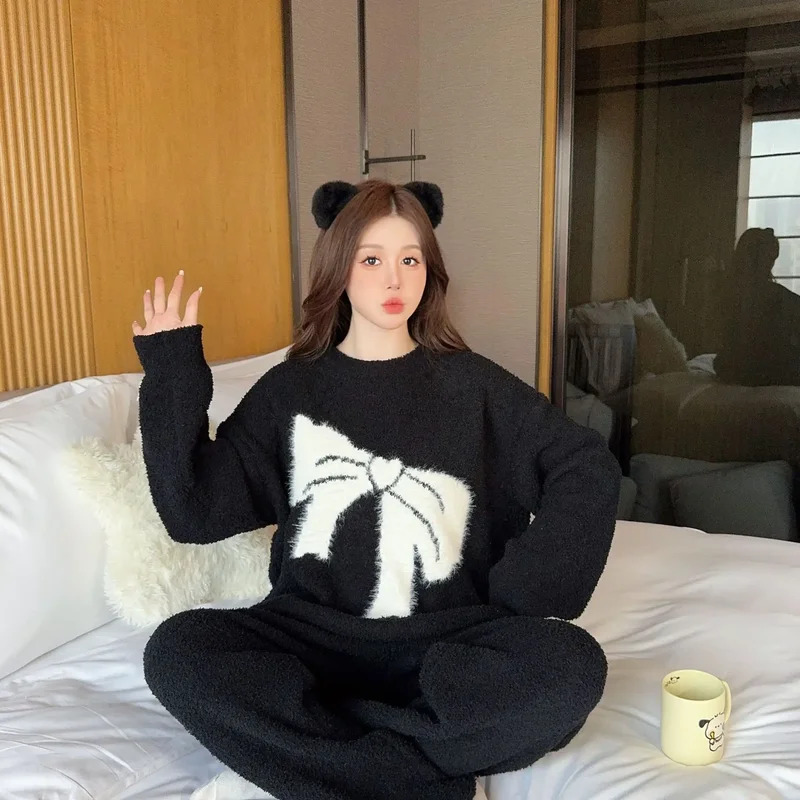 漫画ちょう結びクリスマスパジャマ長袖トップパンツ秋フリースホ - Winter Clothing Youtube のレビューと価格