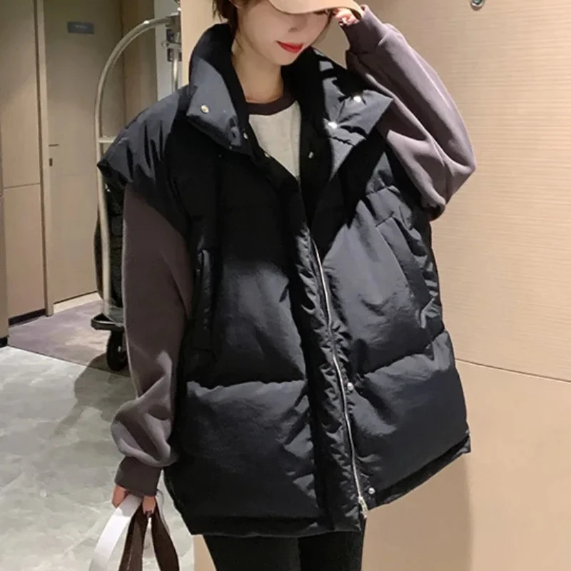 ソリッドカラーのジッパー付きレディースベスト、暖かくて寒い季 - Winter Clothing Work のレビューと価格