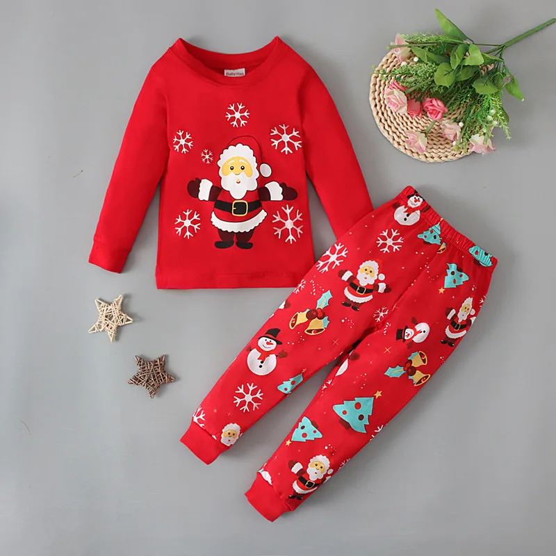 サンタクロースプリントクリスマスパジャマ子供長袖トップパンツ - Winter Clothing Youtube のレビューと価格