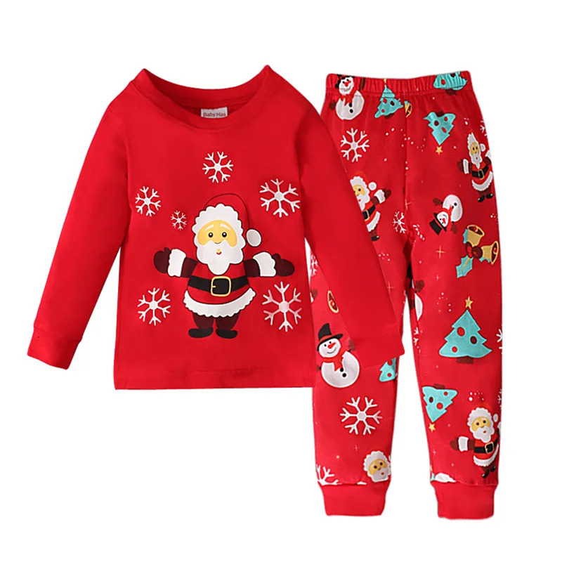 サンタクロースプリントクリスマスパジャマ子供長袖トップパンツ - Winter Clothing Youtube のレビューと価格