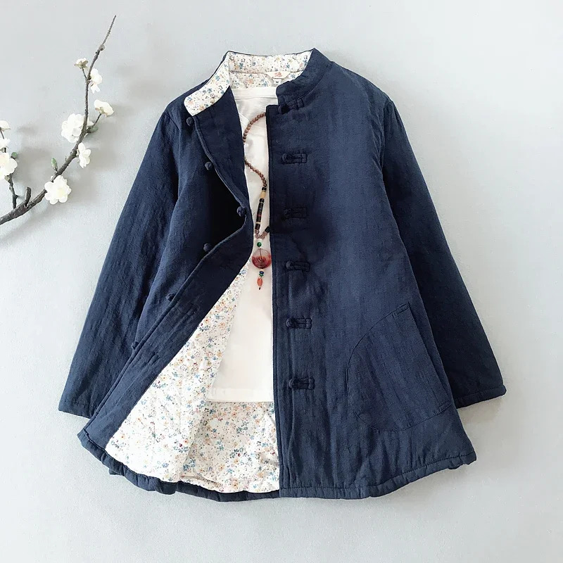 女性の秋と冬の服レトロトップ綿麻生き抜く中国風の服女性ジャケ - Winter Clothing Youtube のレビューと価格