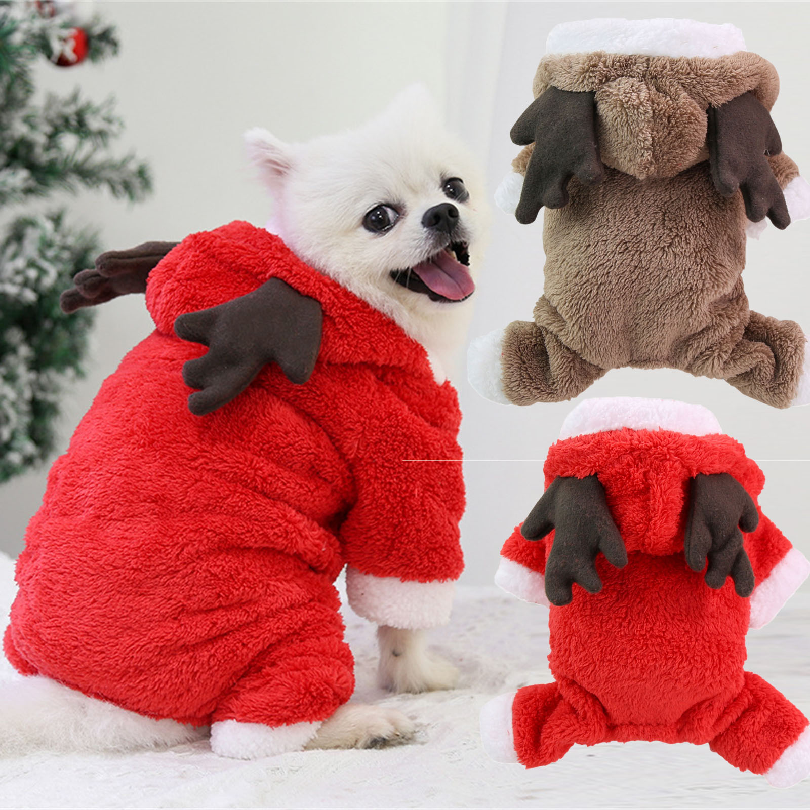 クリスマス犬服ペット服小型中型犬用冬暖かいエルク犬猫コートパ - Winter Clothing Dress Up のレビューと価格