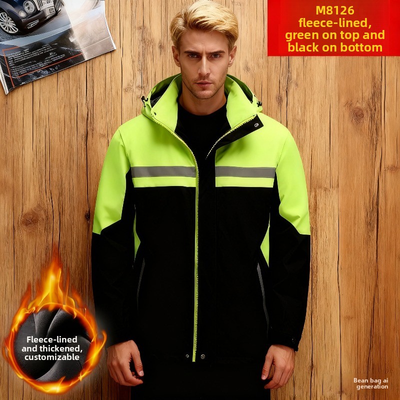 新しい冬用作業ジャケット、防水防風反射素材付きフリース裏地の - Winter Clothing Work のレビューと価格