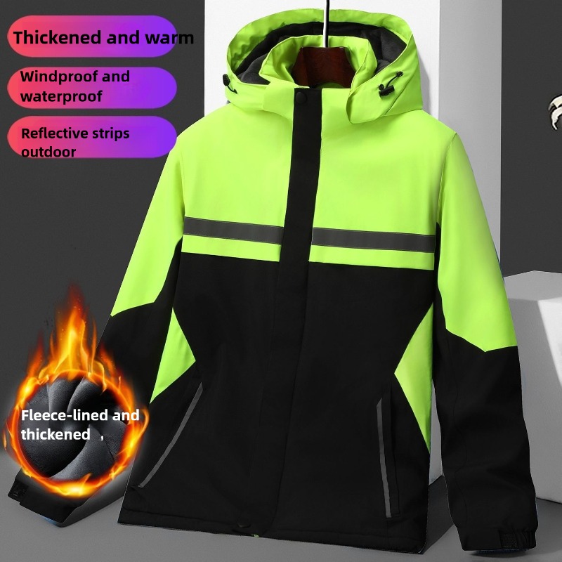 新しい冬用作業ジャケット、防水防風反射素材付きフリース裏地の - Winter Clothing Work のレビューと価格