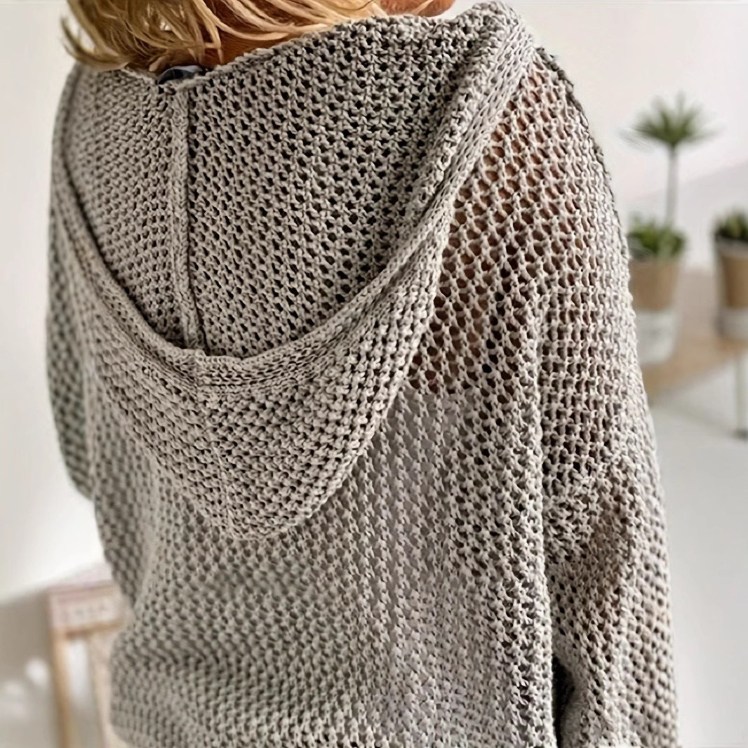 ヨーロッパとアメリカの貿易婦人服フード付きルーズ長袖中空ニッ - Winter Clothing Trends のレビューと価格