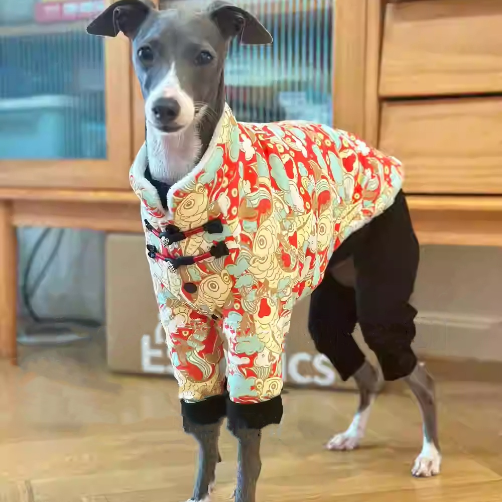 イタリアグレイハウンド用の中国の結び目のあるバックルフリース - Winter Clothing For Dogs のレビューと価格