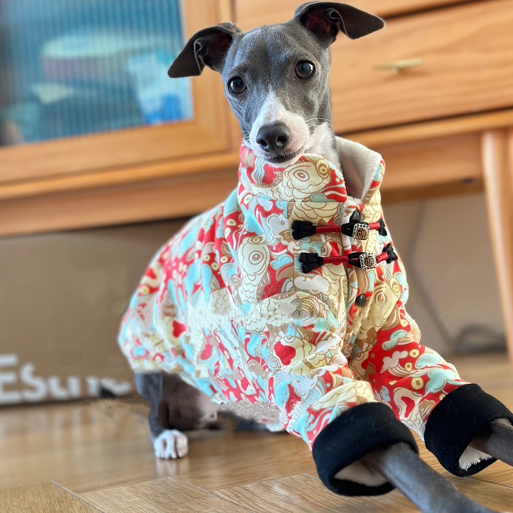 イタリアグレイハウンド用の中国の結び目のあるバックルフリース - Winter Clothing For Dogs のレビューと価格