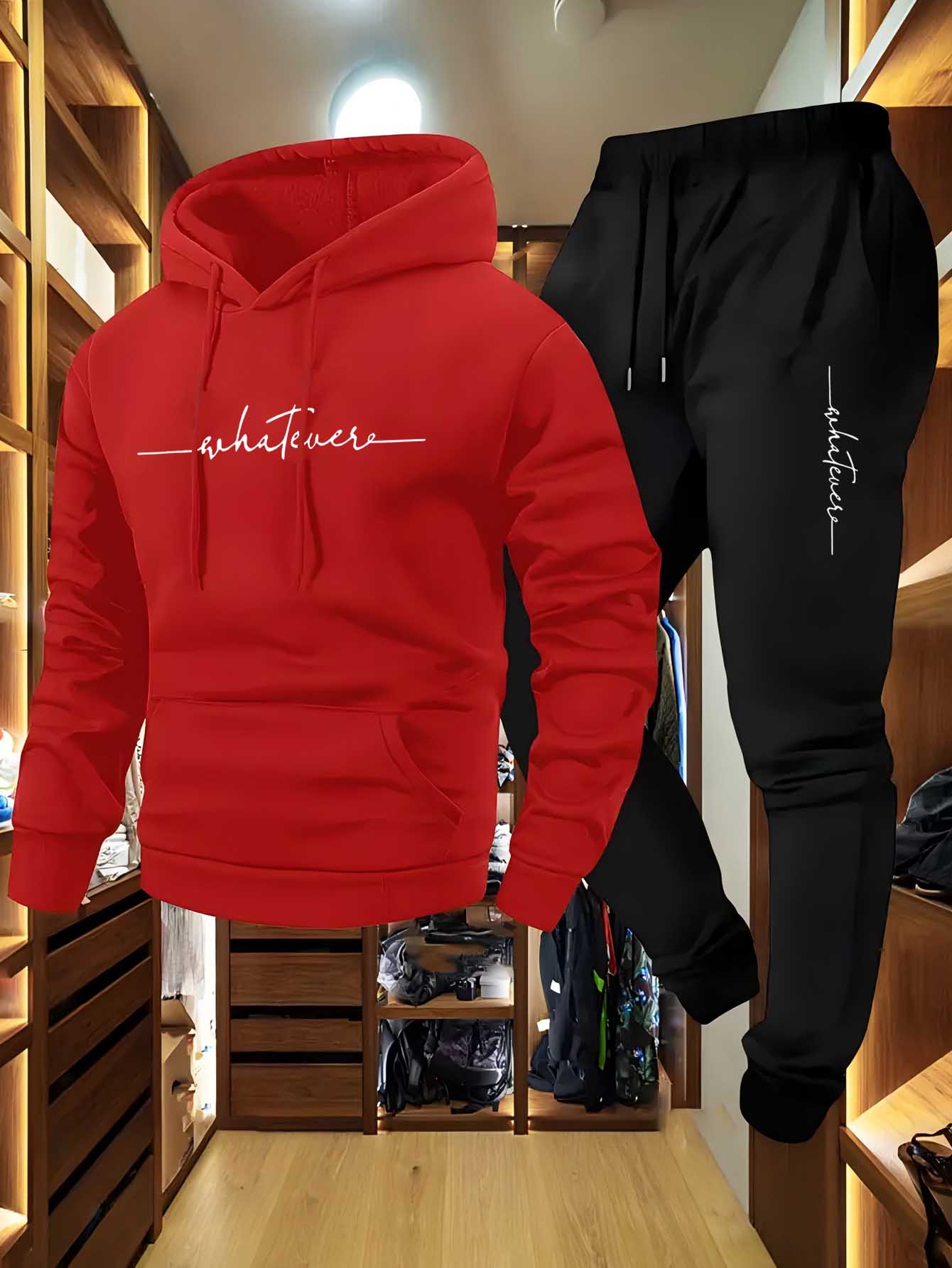 メンズ用2ピースフリースジャージ 厚手パーカーとパンツ 暖か - Winter Clothing Trends のレビューと価格