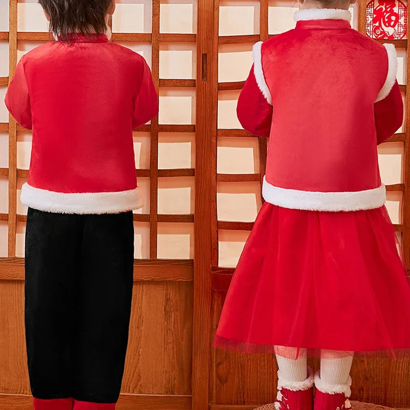 伝統的な服子供男の子女の子唐装韓服中国の新年衣装ベルベットコ - Winter Clothing Youtube のレビューと価格